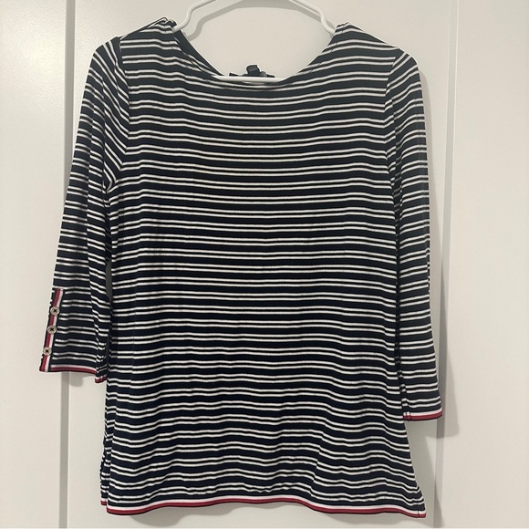 Tommy Hilfiger Tops - Tommy Hilfiger 3/4 Sleeve Blue White Striped Boat Neck Shirt Size Small Women’s